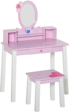 Set tavolo toeletta specchio e sgabello in legno per bambini rosa cameretta