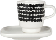 Siirtolap. Espresso Cup+Saucer Home Tableware Cups & Mugs Espresso Cups Black Marimekko Home