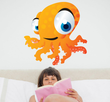Sticker kinderkamer octopus oranje