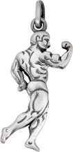Rhomberg Herren Anhänger Silber patiniert Bodybuilding