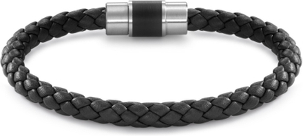 TeNo Herren Armband DYKON aus schwarzem Leder mit Edelstahl-Keramikschliesse und Safe Lock System