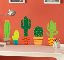 Kleurrijke Muursticker Cactussen in Bloempot
