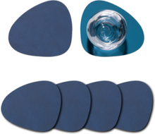 "4-Set Glasbrikker Curve - 2-Sidet Home Tableware Dining & Table Accessories Coasters Blue LIND DNA"
