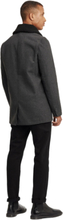 SOLID Herren Woll-Mantel mit abnehmbarem Teddyfell-Besatz am Kragen Business-Jacke Regular Fit Pinto Dunkelgrau