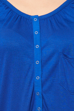Laura Scott Shirt locker fallendes Langarmshirt für Damen mit Knopfleiste Blau