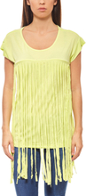 Aniston T-Shirt Damen Fransen-Shirt Freizeit-Shirt Loose Fit Grün