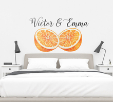 Slaapkamer muursticker gehalveerd sinaasappel