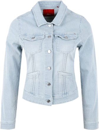 s.Oliver Jeans-Jacke angesagte Damen Frühlings-Jacke mit Streifenmuster Blau/Weiß