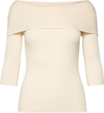 Slindianna Offshoulder Pullover Tops T-shirts & Tops Long-sleeved Cream Soaked In Luxury