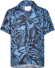Bob Flower Tencel Shirt Tops Shirts Short-sleeved Blue Les Deux