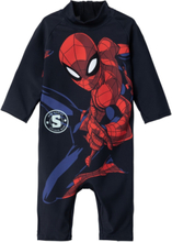 Nmmmoth Spiderman Ls Uv Suit Mar Swimwear Uv Clothing Uv Suits Navy Name It