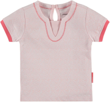 noppies T-Shirt geblümtes Kinder Sommer-Shirt mit Knopfverschluss im Nacken Rosa