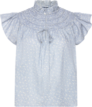 Floral Cotton Voile Blouse Tops Blouses Short-sleeved Blue Polo Ralph Lauren