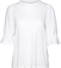 Janna Linen Top Tops T-shirts & Tops Short-sleeved White Ella&il