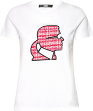 Boucle Profile T-Shirt Designers T-shirts & Tops Short-sleeved White Karl Lagerfeld