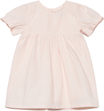 Dress Ss Woven Stripe Dresses & Skirts Dresses Casual Dresses Short-sleeved Casual Dresses Pink Huttelihut