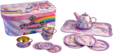 Tea Set In Suitcase W. Unicorn Motives Toys Toy Kitchen & Accessories Coffee & Tea Sets Multi/patterned Magni Toys
