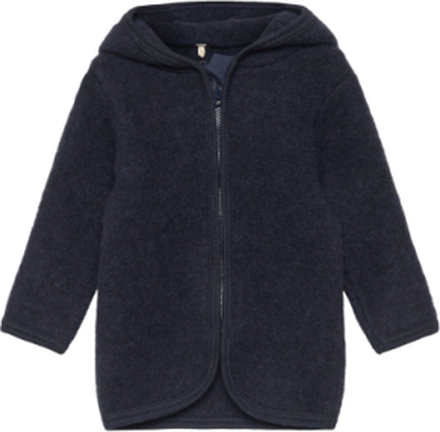 Jacket Soft Wool Outerwear Fleece Outerwear Fleece Jackets Navy Huttelihut