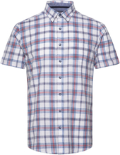 Short Sleeve Slub Check Shirt Tops Shirts Short-sleeved Blue Sebago