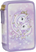 Three Section Pencil Case W/Content, Unicorn Princess Purple Accessories Bags Pencil Cases Purple Beckmann Of Norway