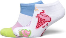 2-Pack Ice Cream & Stripe Low Socks Lingerie Socks Footies-ankle Socks White Happy Socks