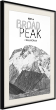 Plakat - Peaks of the World: Broad Peak - 40 x 60 cm - Sort ramme med passepartout