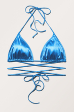 Strappy Metallic Bikini Top - Blue