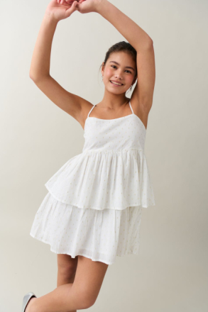 Gina Tricot - Y lurex frill dress - young-dresses - White - 134/140 - Female