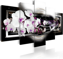 Billede - Orchids on a black background - 200 x 100 cm