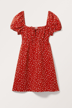 Puffy Short Sleeve Mini Dress - Red