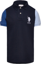 Player 3 Colour Block Pique Polo Tops T-shirts Polo Shirts Short-sleeved Polo Shirts Blue U.S. Polo Assn.