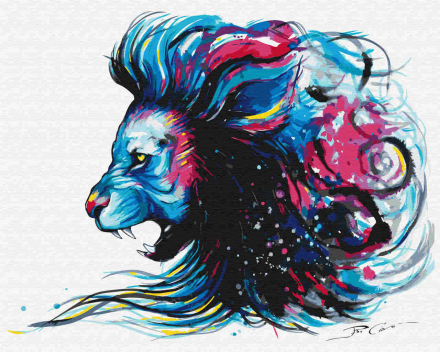 Malen nach Zahlen - lion color - by Pixie Cold, mit Rahmen