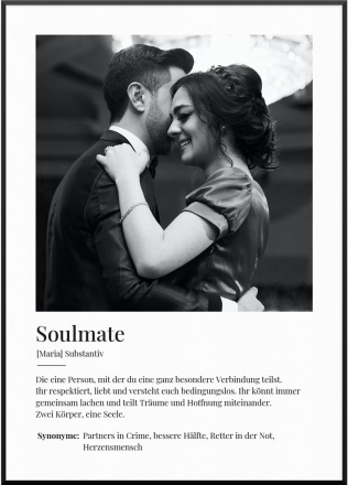 Valentinstag - "Definition Soulmate No3" Personalisiertes Fotoposter | Besonderes Fotogeschenk für Partner | Geschenk für Paare, 40 x 60 cm