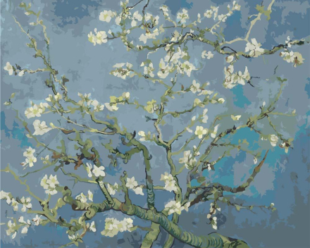 Malen nach Zahlen - Mandelblüte - Vincent van Gogh, mit Rahmen
