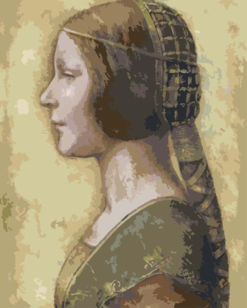 Malen nach Zahlen - Profil einer jungen Verlobten - Leonardo da Vinci, mit Rahmen