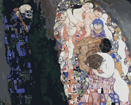 Malen nach Zahlen - Tod und Leben - Gustav Klimt, mit Rahmen