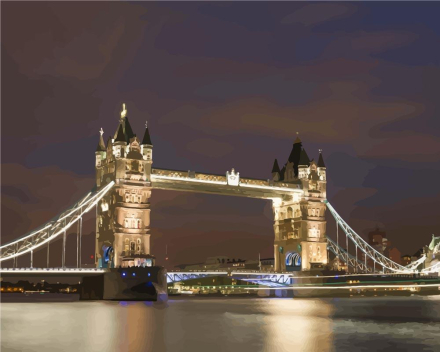 Malen nach Zahlen - London Tower Bridge bei Sonnenuntergang, mit Rahmen