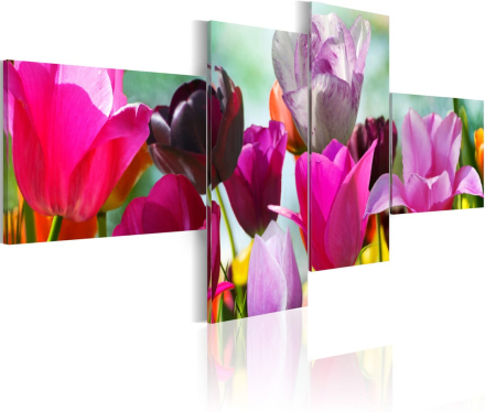 Billede - Charming red tulips - 100 x 45 cm