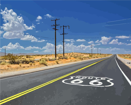 Malen nach Zahlen - U.S. Route 66, mit Rahmen