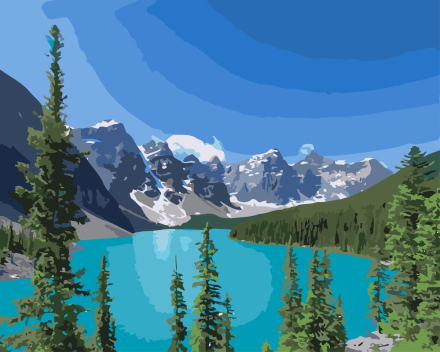Malen nach Zahlen - Rocky Mountains Kanada, mit Rahmen