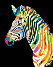 Malen nach Zahlen - Neon Zebra Seite, ohne Rahmen