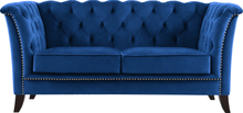 Milton 2-sits chesterfield soffa i blå Sammet