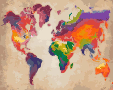 Malen nach Zahlen - Die bunte Weltkarte, ohne Rahmen