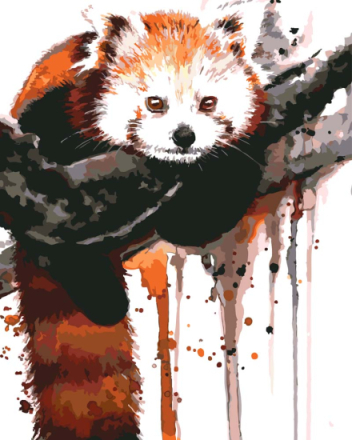 Malen nach Zahlen - Kleiner roter Panda - by Tiny Tami, mit Rahmen