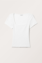 Square Neck Short Sleeve Top - White