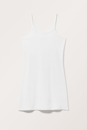 Mini Rib Slip Dress - White