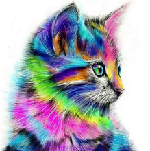 Katze im Profil, Farbenfroh - Malen nach Zahlen, 40x40cm / Ohne Rahmen / 24 Farben (Einfach)
