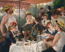Pierre Auguste Renoir, Mittagessen auf dem Boot - Klassiker, 60x50cm / Ohne Rahmen / 36 Farben (Bestseller)