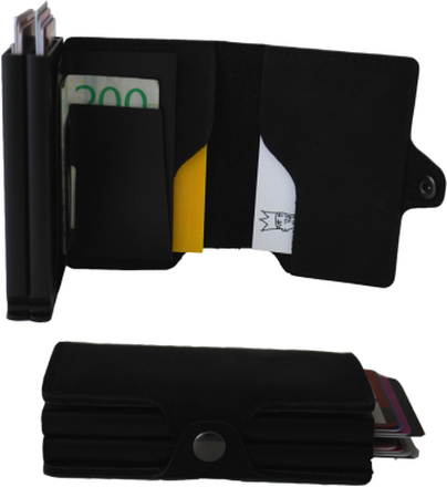 Plånbok med dubbla korthållare Safecard Konstläder Svart