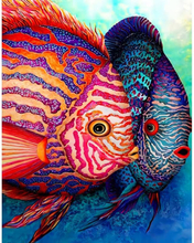 Malen nach Zahlen - Bunte Fische, 40x50cm / Ohne Rahmen / 24 Farben (Einfach)